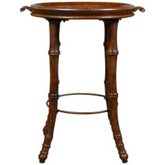 Circular, Tray Table, Chinese, Faux Bamboo and Walnut, Late 20th Century