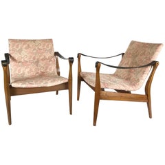 Midcentury Fritz Hansen Safari Chairs by Karen & Ebbe Clemmensen, 1960s, Denmark