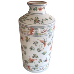Vase Chinese Ceramic Bats and Butterfly Paint