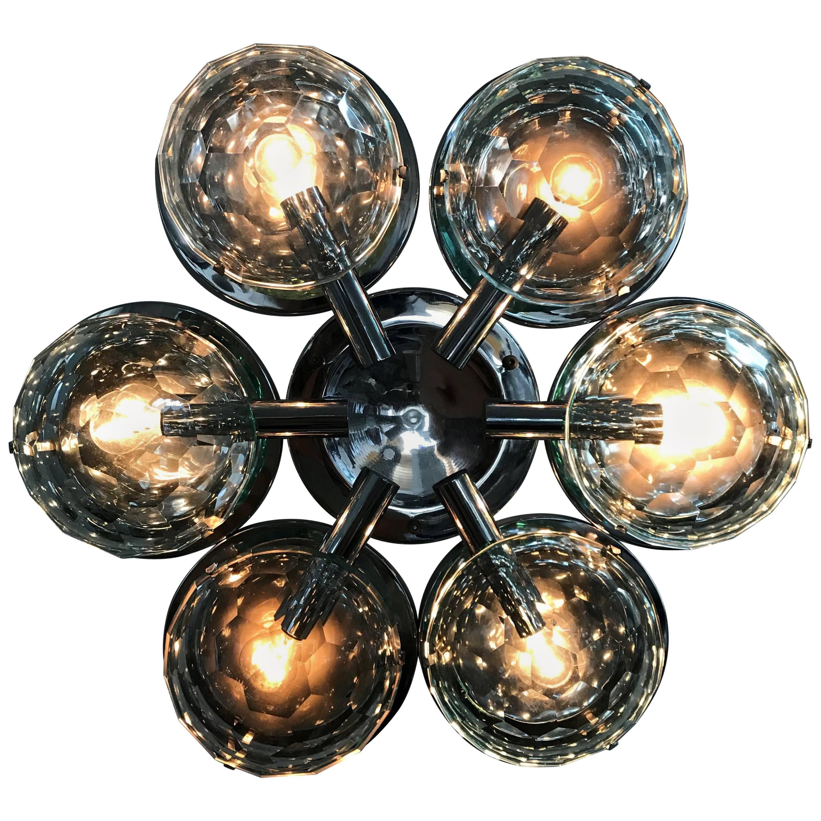 Multifaceted Six-Light Flush Mount by Pia Guidetti Crippa for Lumi, circa 1960