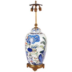 Chinese 19th Century clobbered Vase Lamp