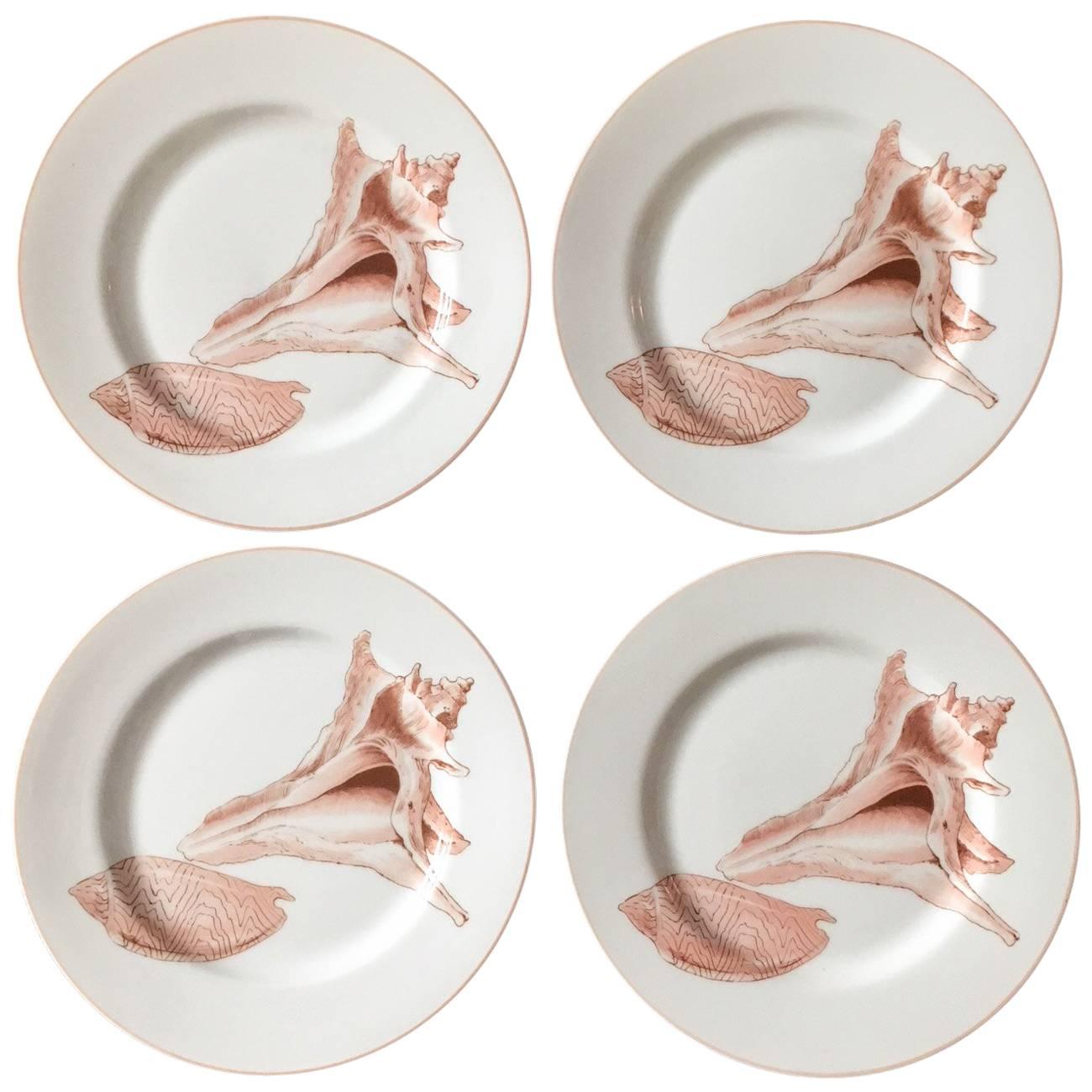 1976 Fitz and Floyd Coquille Salad Plates, Set of Four