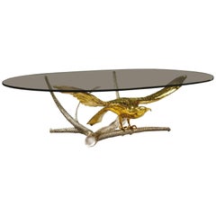 Vintage Alain Chervet, Coffee Table "eagle spreading its wings"