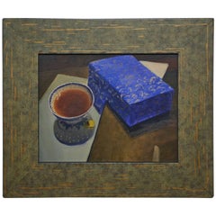 Tazza da tè e scatola blu