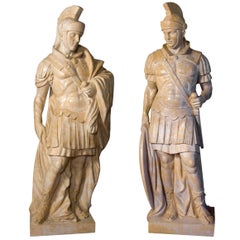 Pareja de generales romanos, travertino, hacia finales del siglo XX