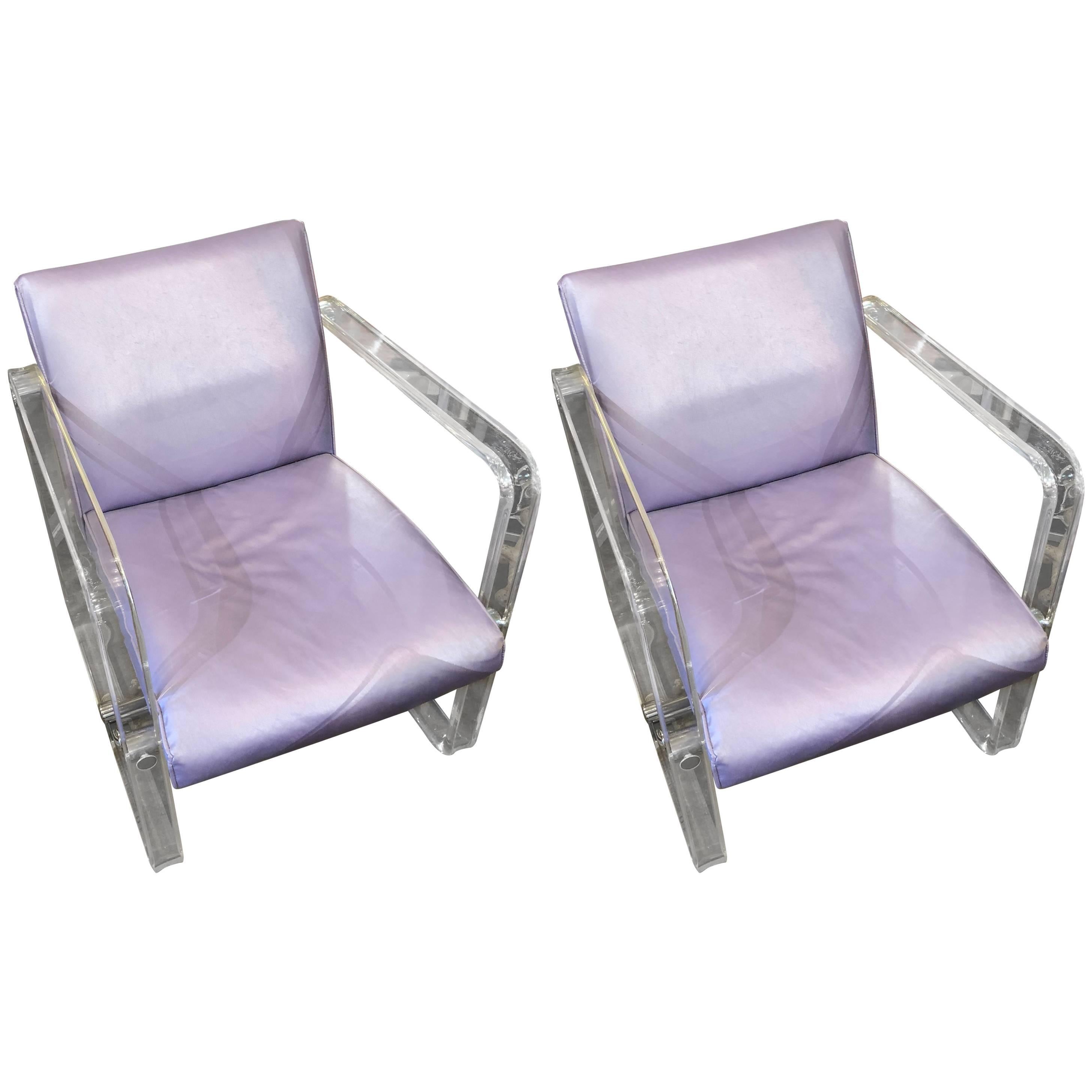 Pair of Pace Collection Lucite Armchairs, Attributed