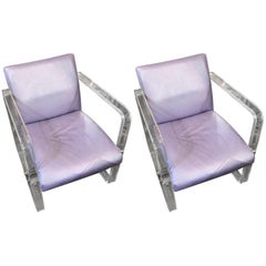 Pair of Pace Collection Lucite Armchairs, Attributed