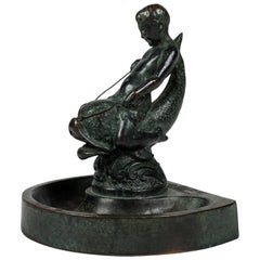 "Boy on a Dolphin" Bronze Ashtray by FC Hibbard
