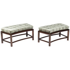 Pair of Curving Biscuit Tufted Benches