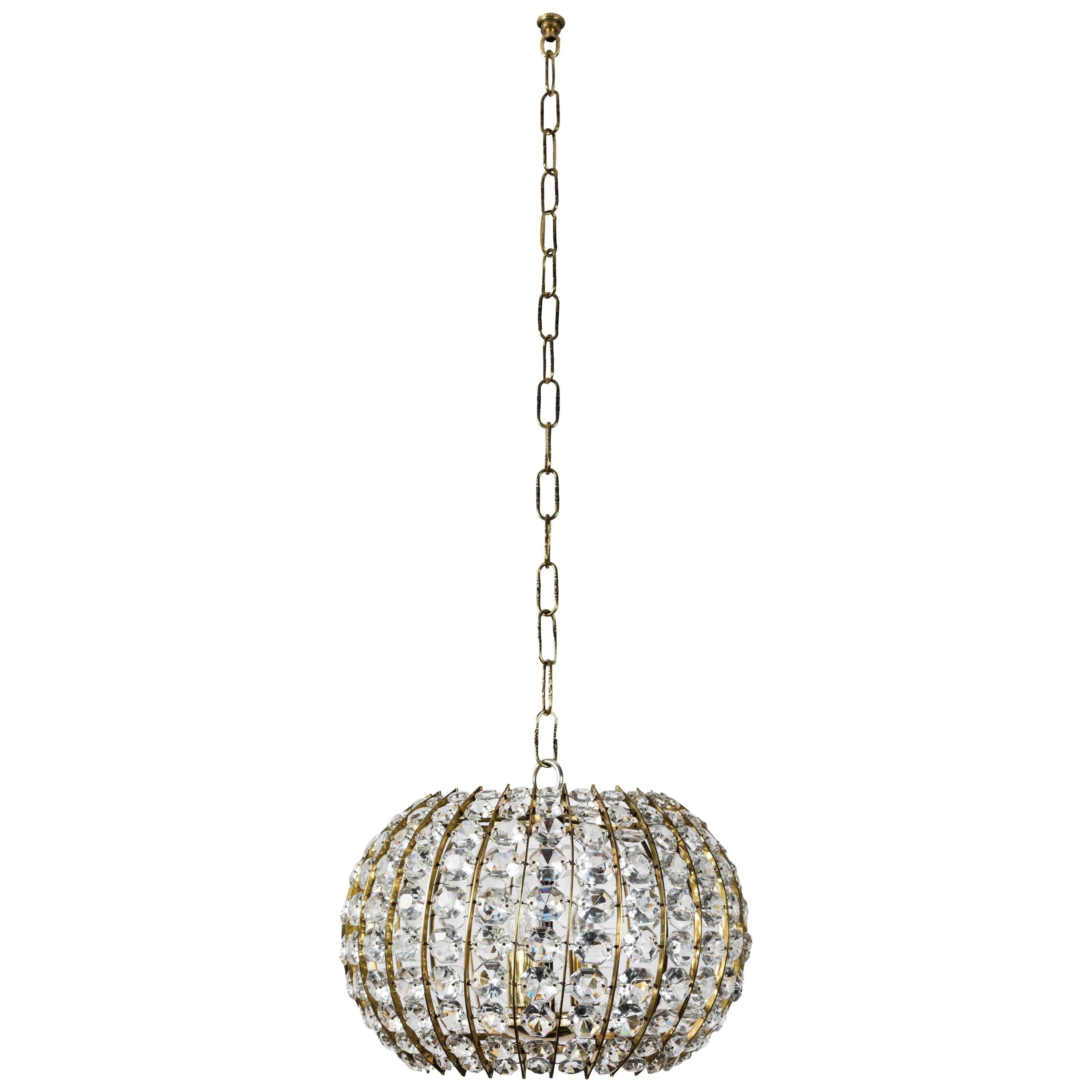 Crystal and Brass Pendant Fixture