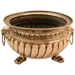 antique copper jardiniere French Copper Jardiniere or Planter with Lion Handles, 19th Century