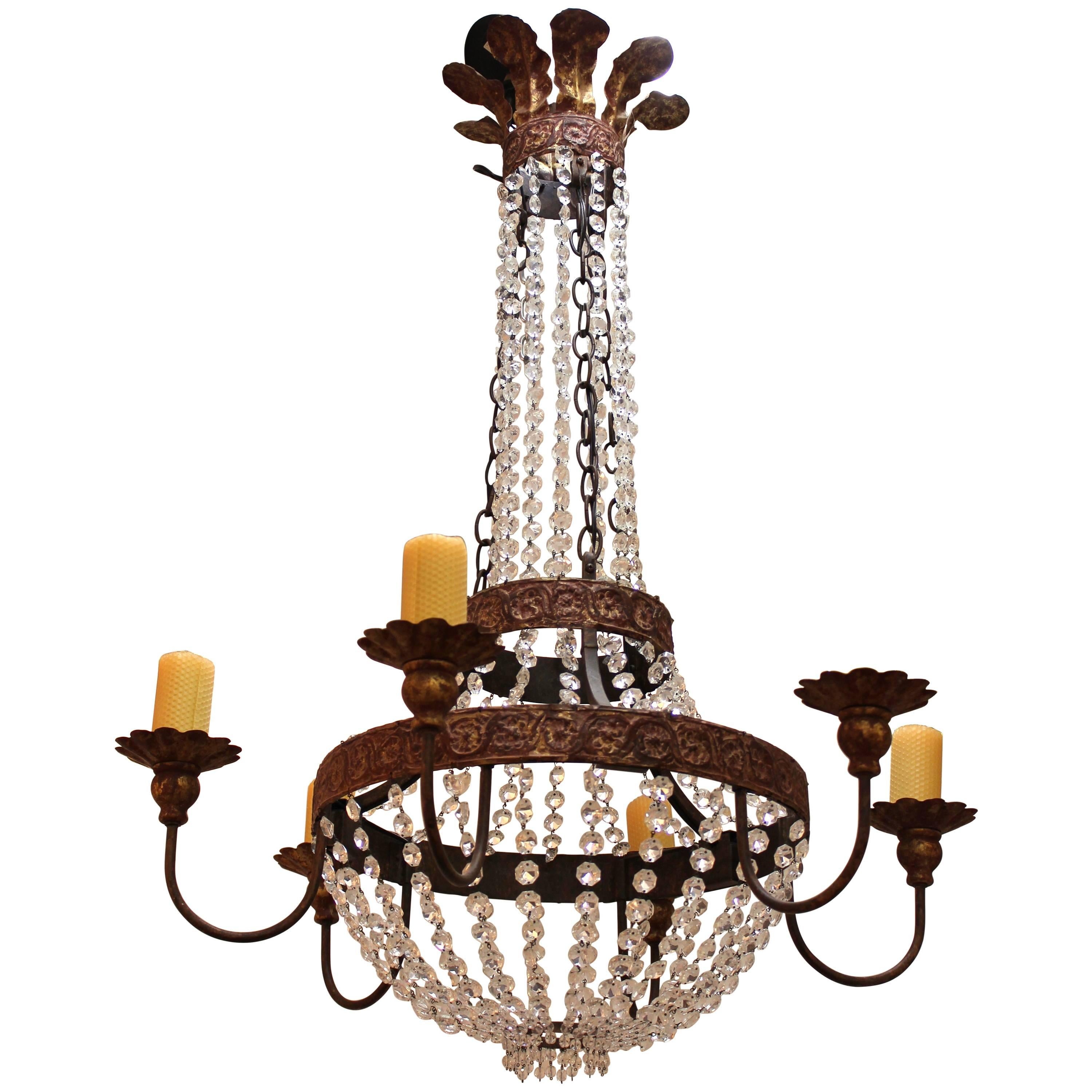 19th Century Style Chandelier with Candle-cupped Hidden Sockets