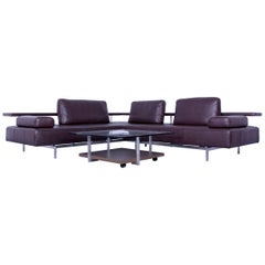 Rolf Benz Dono Designer Corner Sofa & Footrest Brown Mocca Leather Couch Modern
