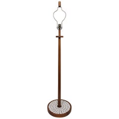 Vintage Mid-Century Modern Walnut & Ceramic Floor Lamp by Martz Marshall Studios