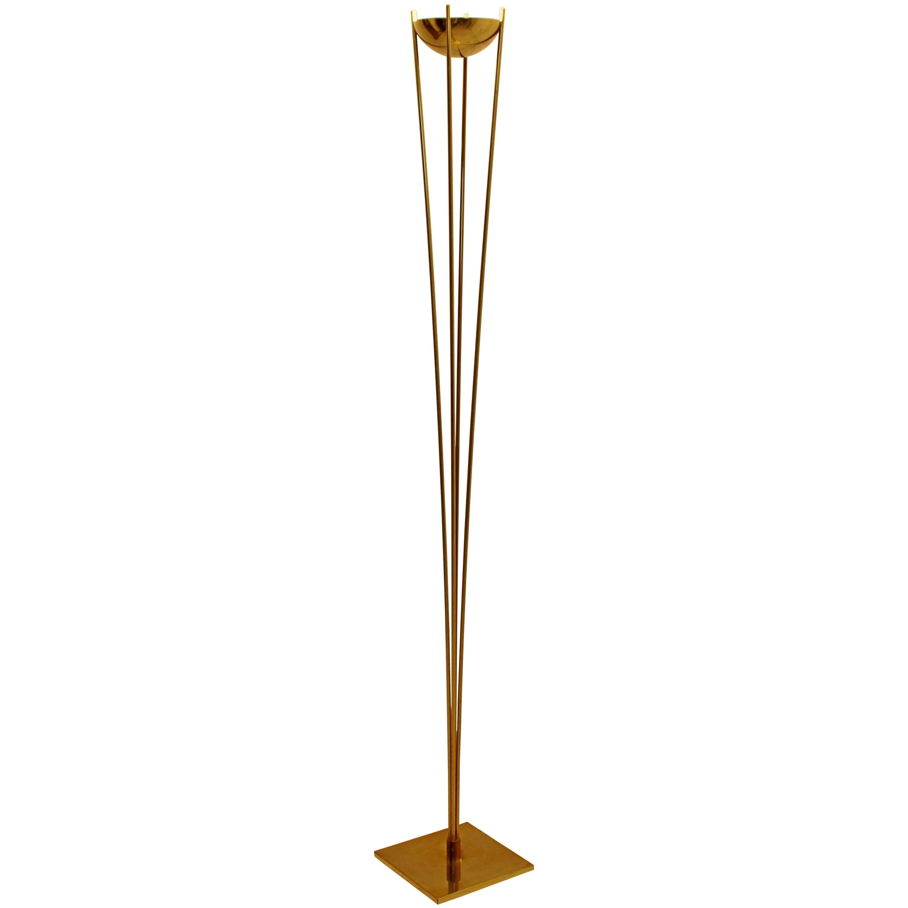 Vintage Regency Mid-Century Modern Relux Italian Brass Torchiere Floor Lamp