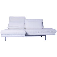 Ewald Schillig Designer Sofa White Leather Function Recliner Sofa TV Modern