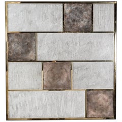 Art Wall Panel by Paul Marra in Brass, Distressed Silver Leaf, Textured Finish