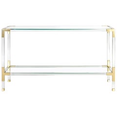 Console Jacques en lucite et laiton