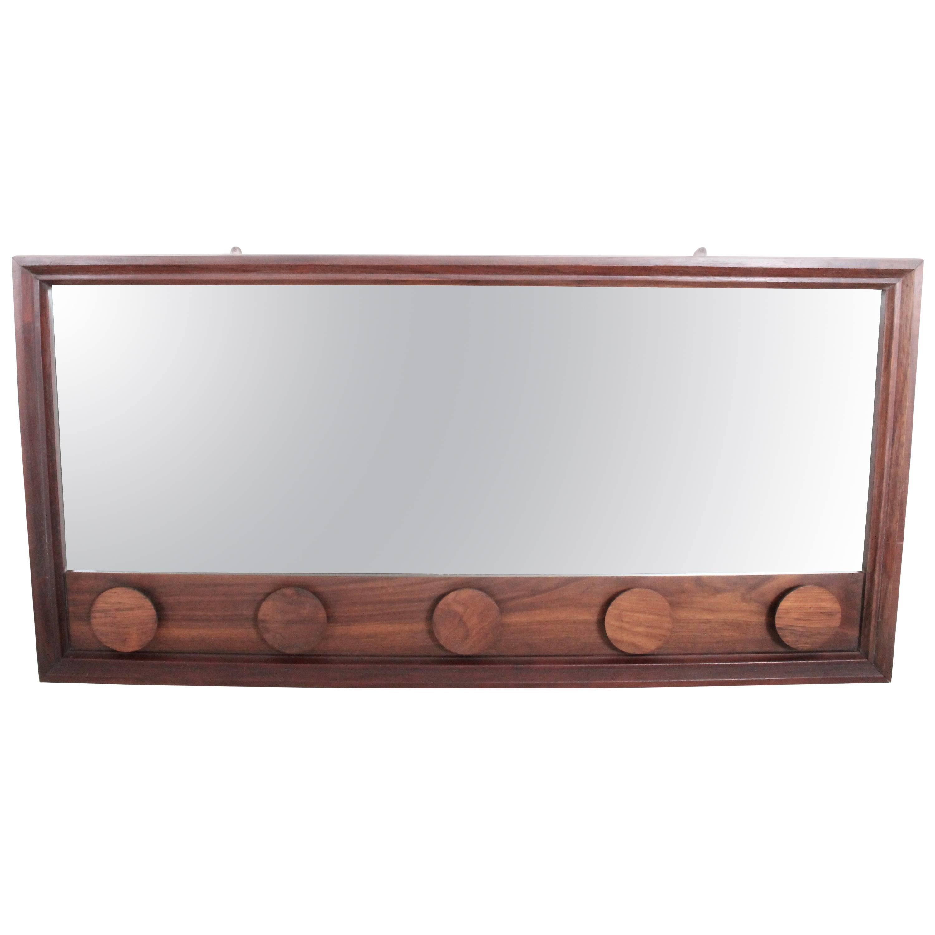 Danish Modern Rosewood Mirror with Rosewood Appliques, C. 1960 