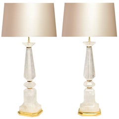 Paire de lampes modernes en quartz et cristal de roche