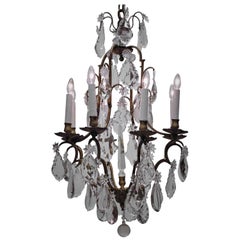 Louis XV Style Eight-Light Bronze and Crystal Chandelier, France, circa 1900