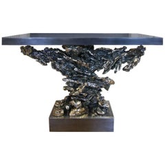 Gilded and Glazed Ceramic Eagle Form Console Table