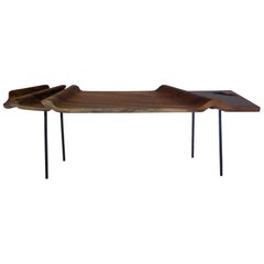 Modern Undulating Wood and Iron Console