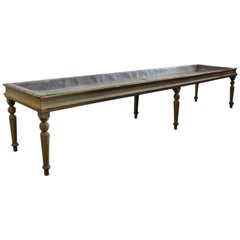 Antique American Zinc Top Farm Table 