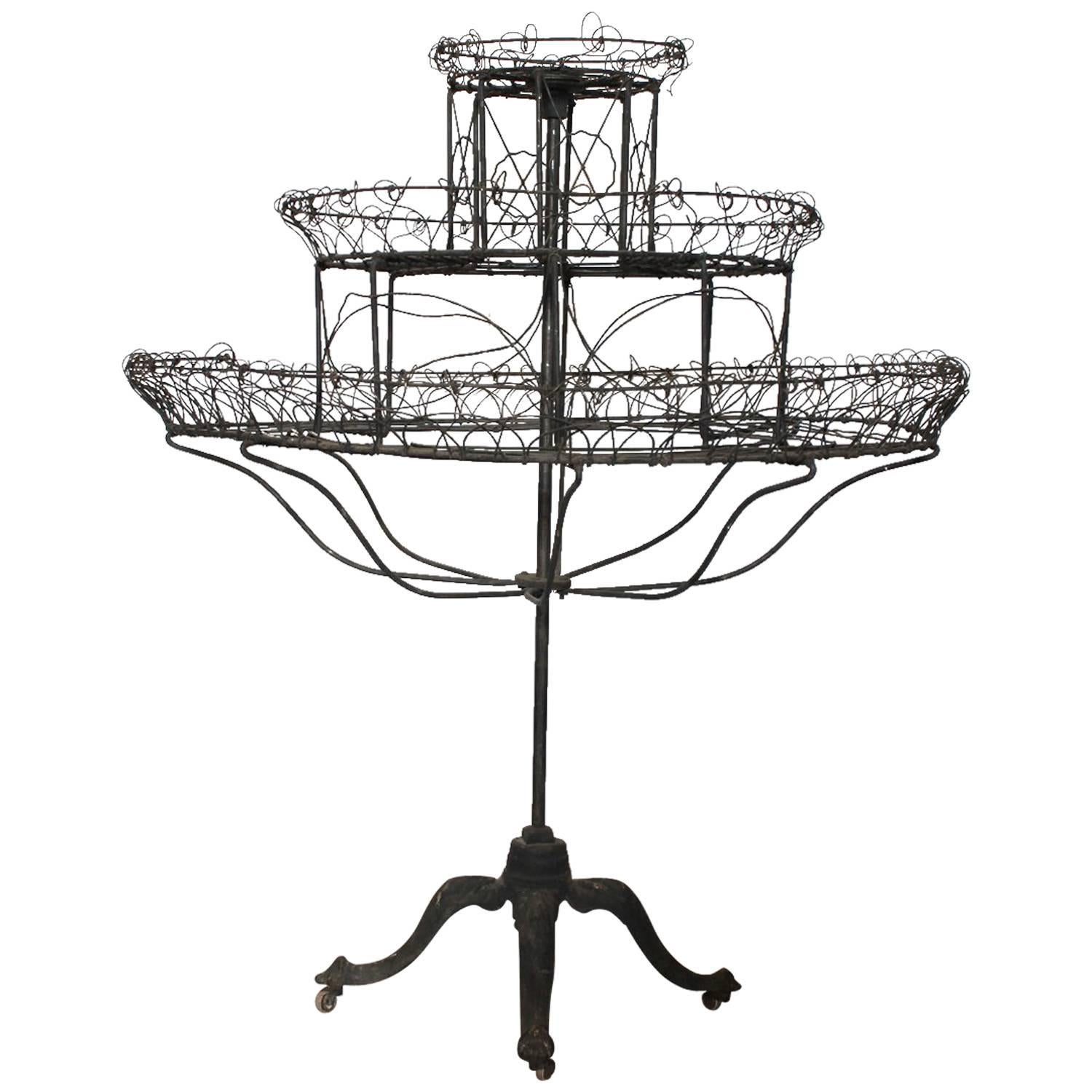 Spectacular Victorian Iron Plant Stand For Sale