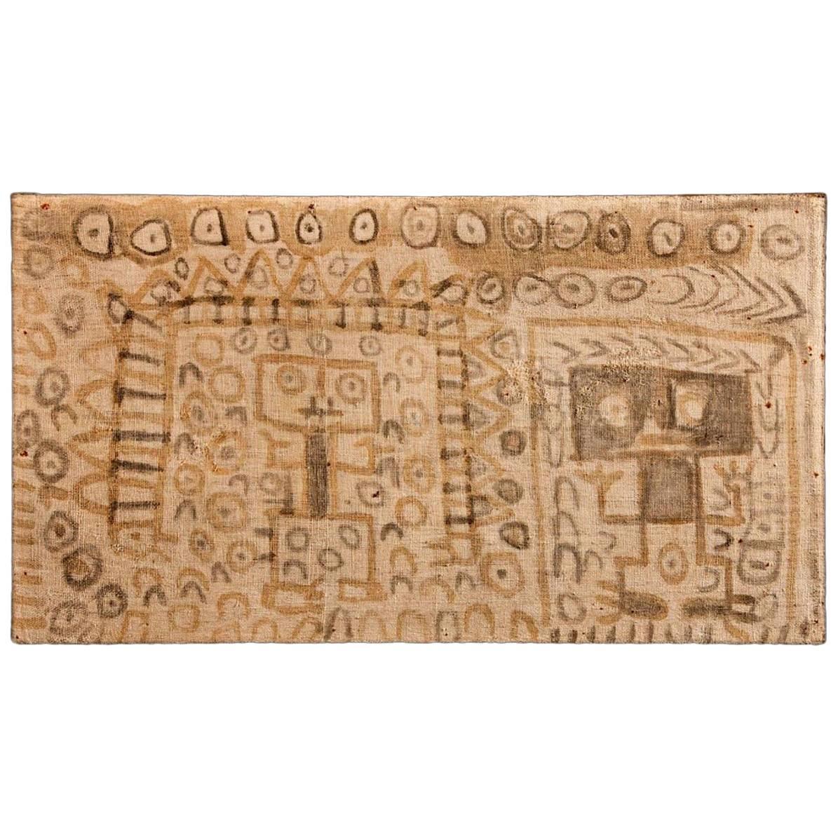 Pre-Columbian Chancay Painted Panel with Two Figures Side by Side For Sale