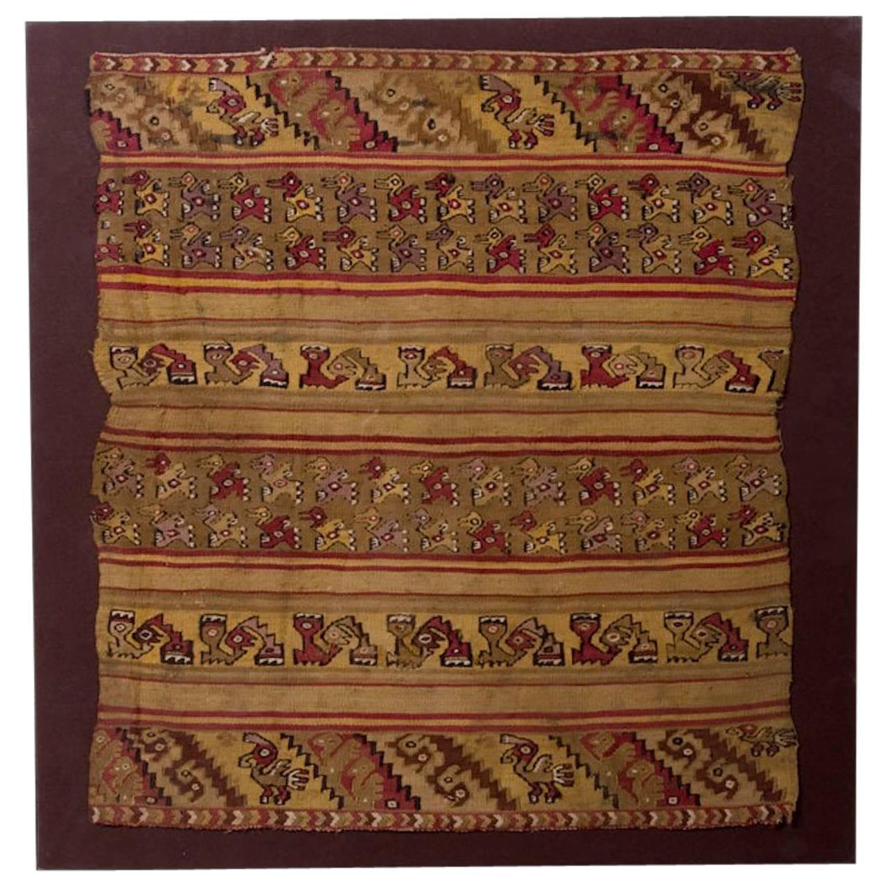 Pre-Columbian Chimu Multicolor Banner with Geometric Designs 