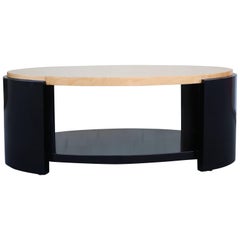 Maple and Black Lacquer Coffee Table in the Style of Karl Springer