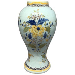 French Blue and Yellow Faience Vase
