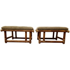Bamboo Ottomans or Stools by McGuire Furniture