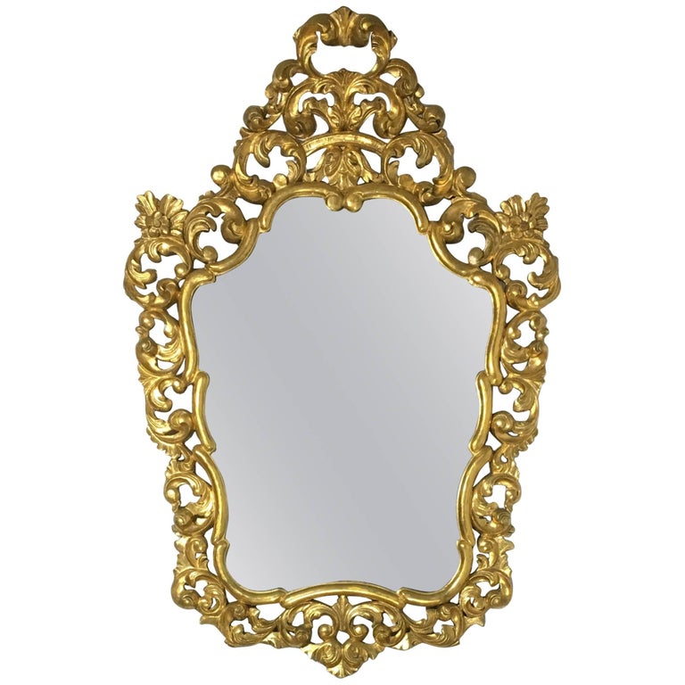19th French Empire Period Carved Gilt Wood Rectangular Mirror For Sale