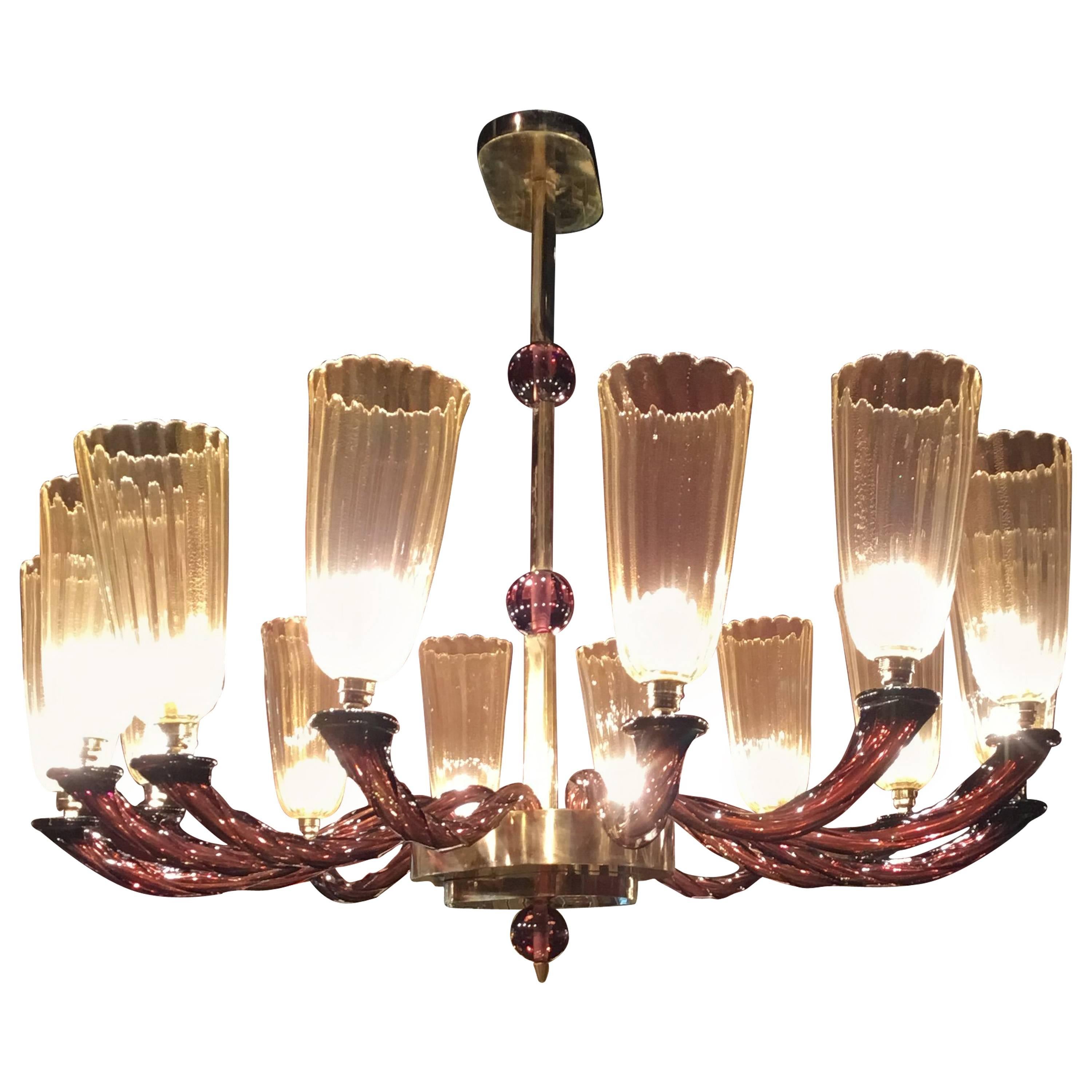 Murano Glass Chandelier, made in Italy, 1990 circa, Handcraft For Sale