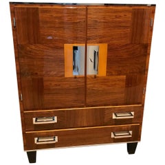 Bauhaus Cabinet, Walnut Veneer, Maple, Nickel, Germany, 1930s