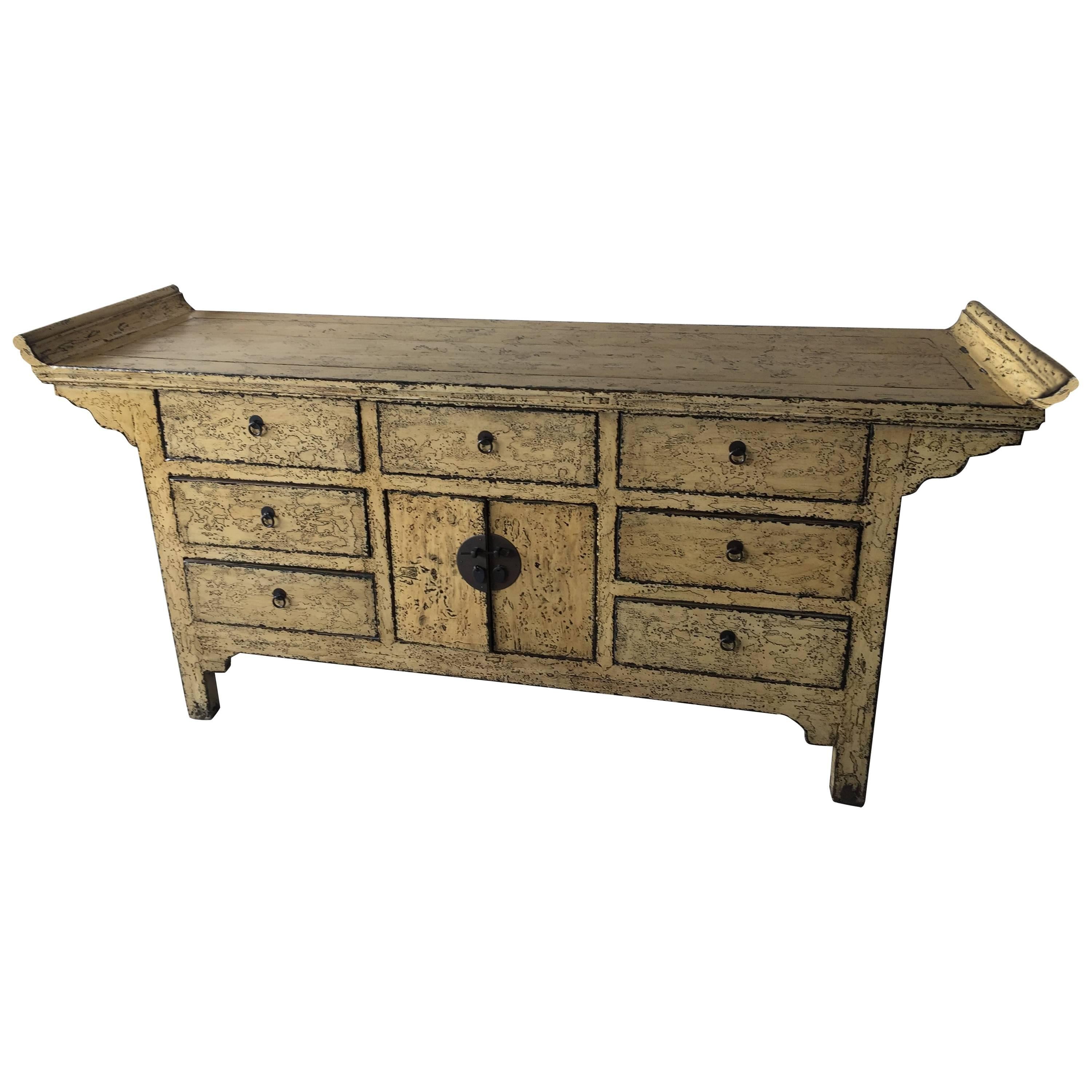 19th Century Q'ing Dynasty Scrolled Top Buffet For Sale