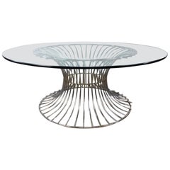 Used Warren Platner Style Glass and Steel Coffee Table