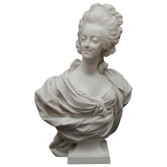 Antique Late 19th Century Bisque Bust of French Queen Marie-Antoinette, Paris