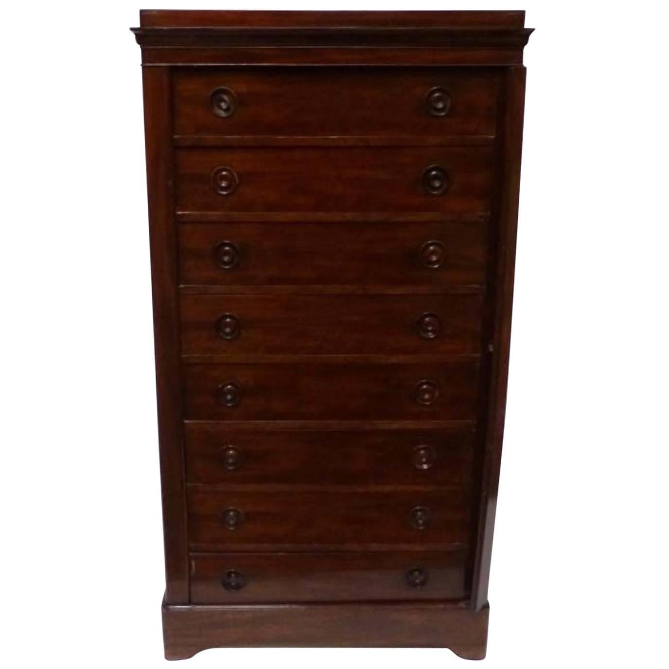 19th Century French Mahogany Dresser with Eight Drawers  For Sale