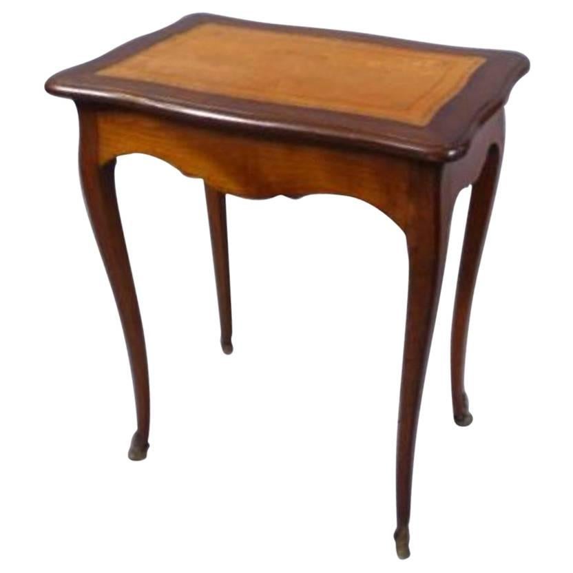 19th Century Louis XV French Side Table with Leather Top For Sale