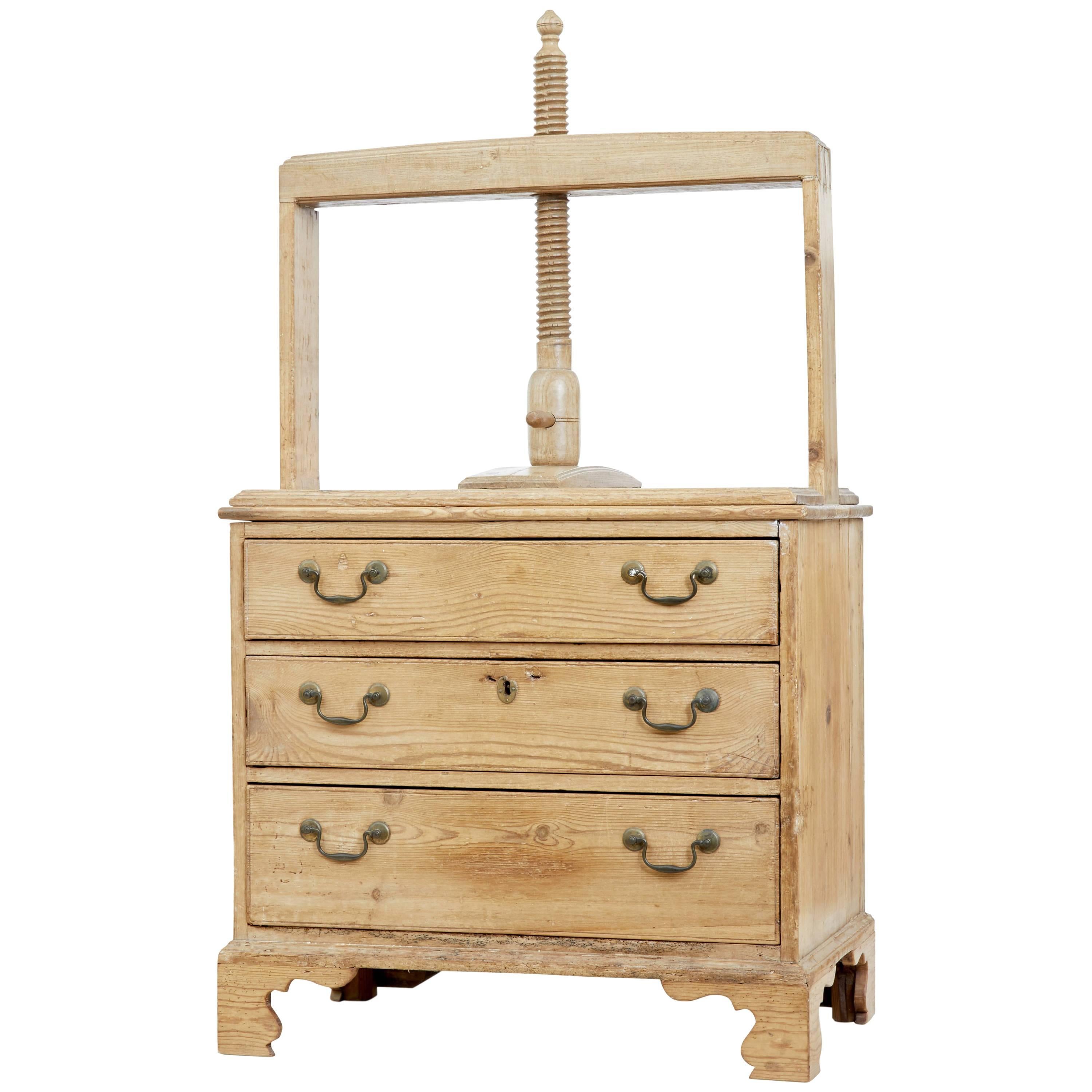 18th century pine book press chest of drawers