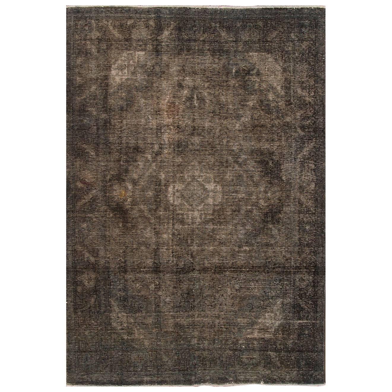 Vintage Gray Overdyed Persian Rug, 6.06x9.08