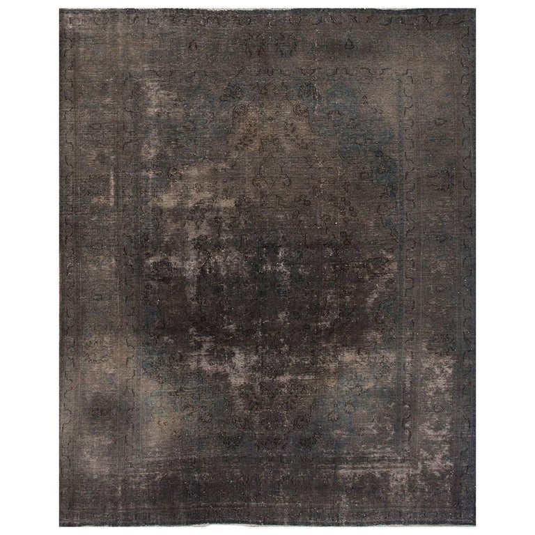 Vintage Gray Blue Overdyed Persian Rug 9 08x12 01