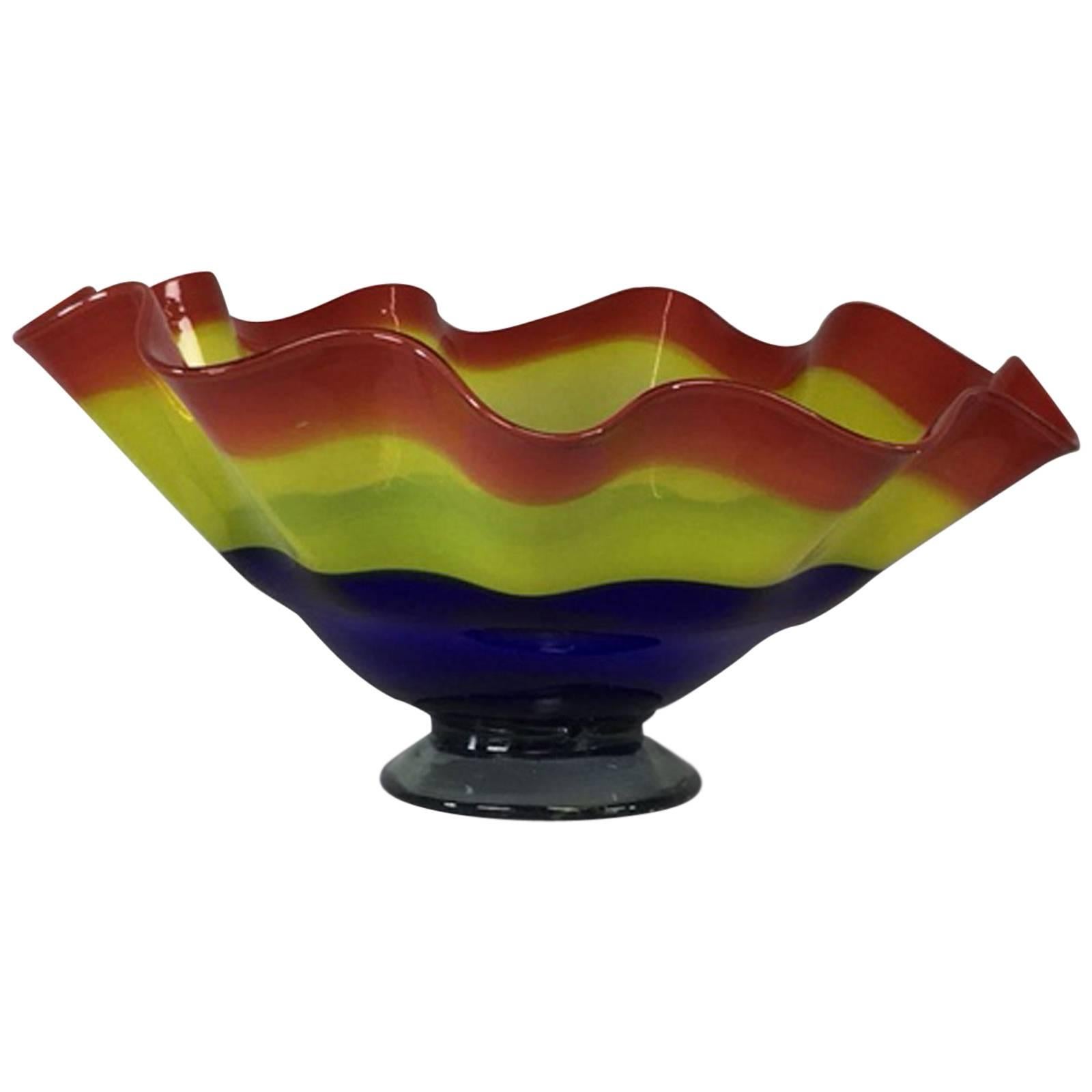Handblown Art Glass Bowl For Sale