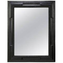 Antique Dutch Ebonized Ripple Frame Mirror 