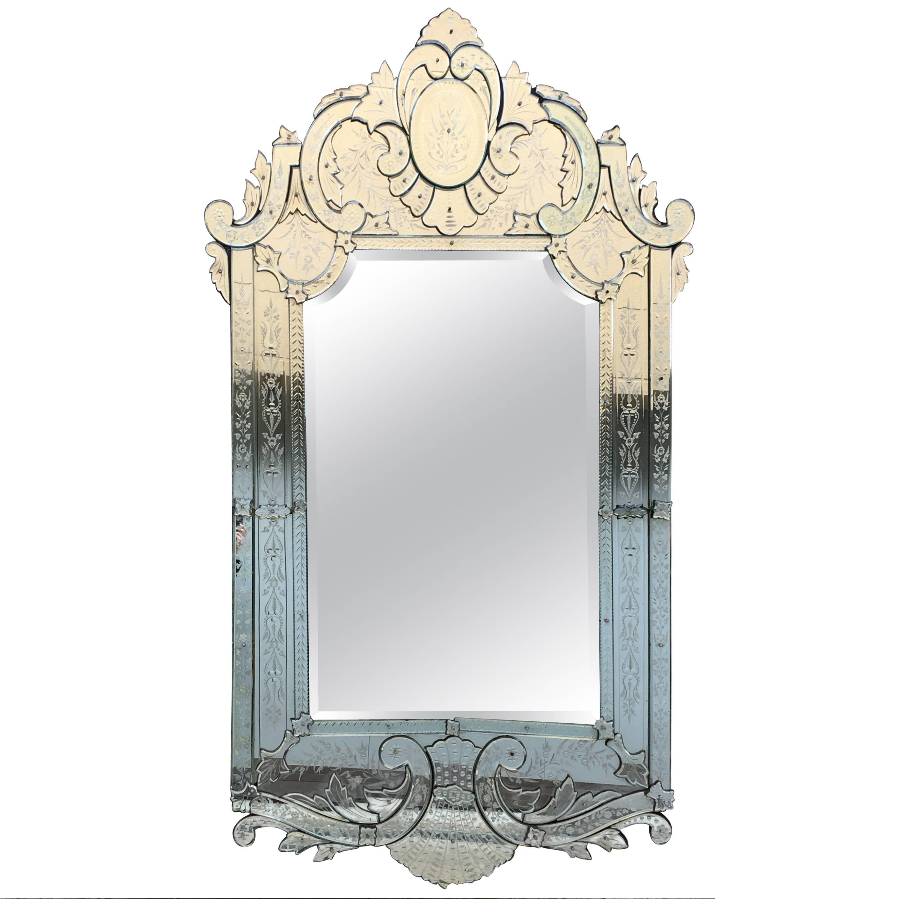 19th Large Antique Venetian Mirror 