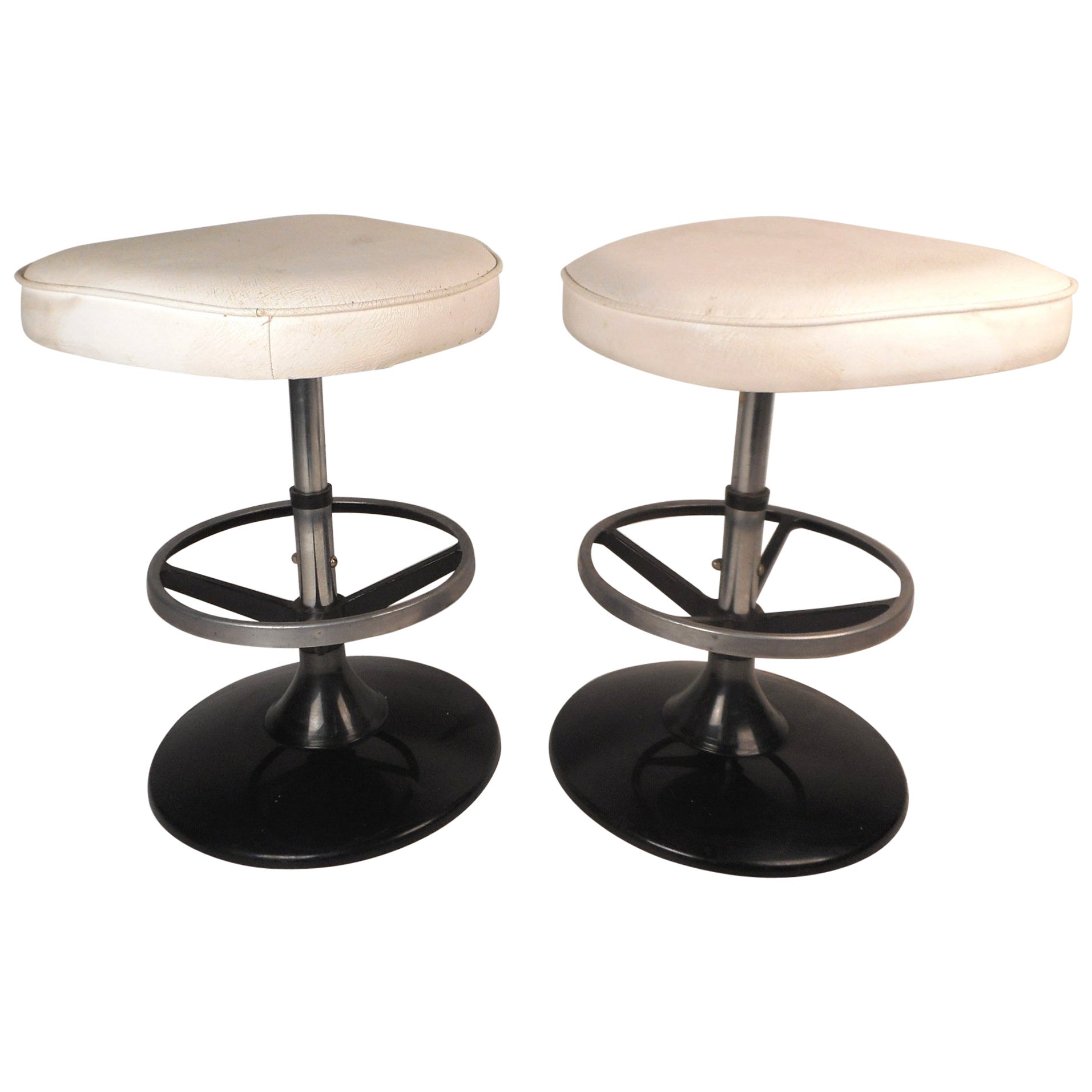 PAIR OF 19THC CAPTAINS CHAIR/SWIVEL BAR STOOLS at 1stDibs