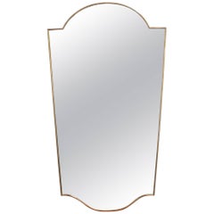 Midcentury Italian Wall Mirror with Brass Frame, circa 1950s